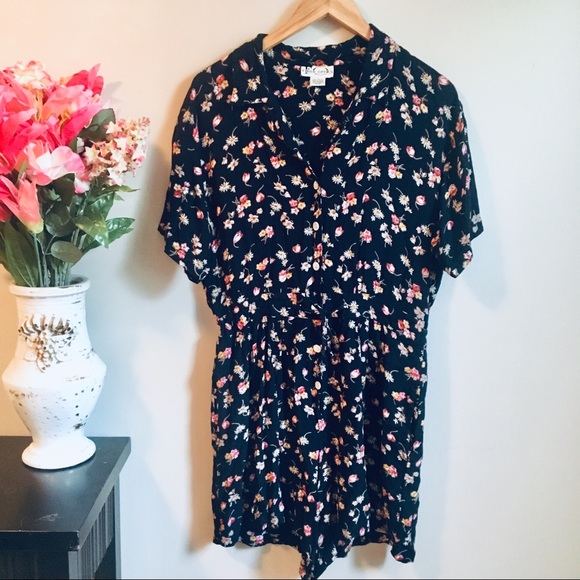 Fiber Optics Pants - FIBER OPTICS Navy Floral Waist Tie Boho Romper